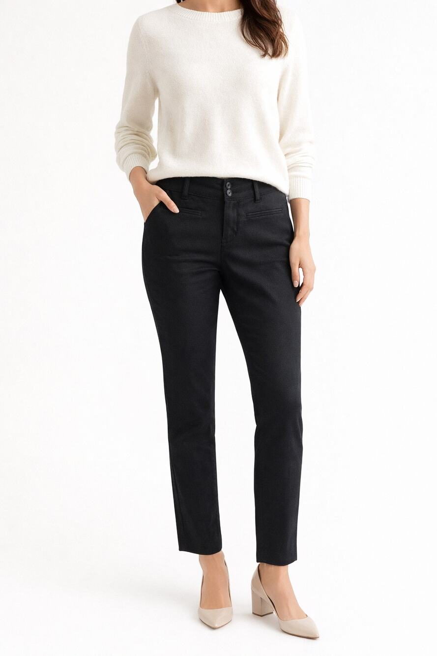 Anthropologie The Essential Slim Black Cotton Rayon Blend Ankle Pants Size 4